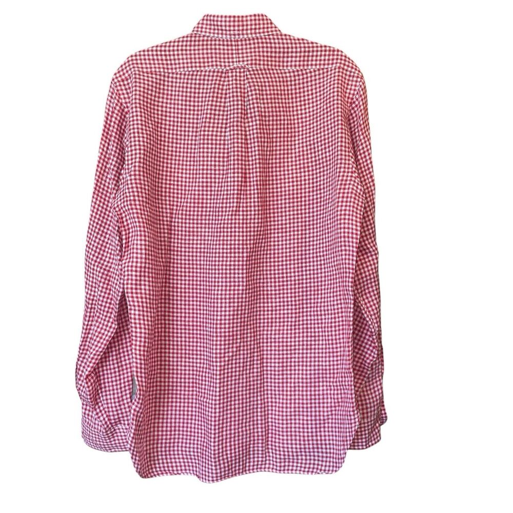 Ralph Lauren Blue Label Men's M Red Gingham Plaid 100% Linen Casual Shirt - Picture 3 of 7
